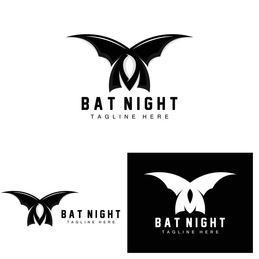 logo de chauve-souris, icône d'animal volant de nuit, vecteur d'entreprise, modèle d'halloween