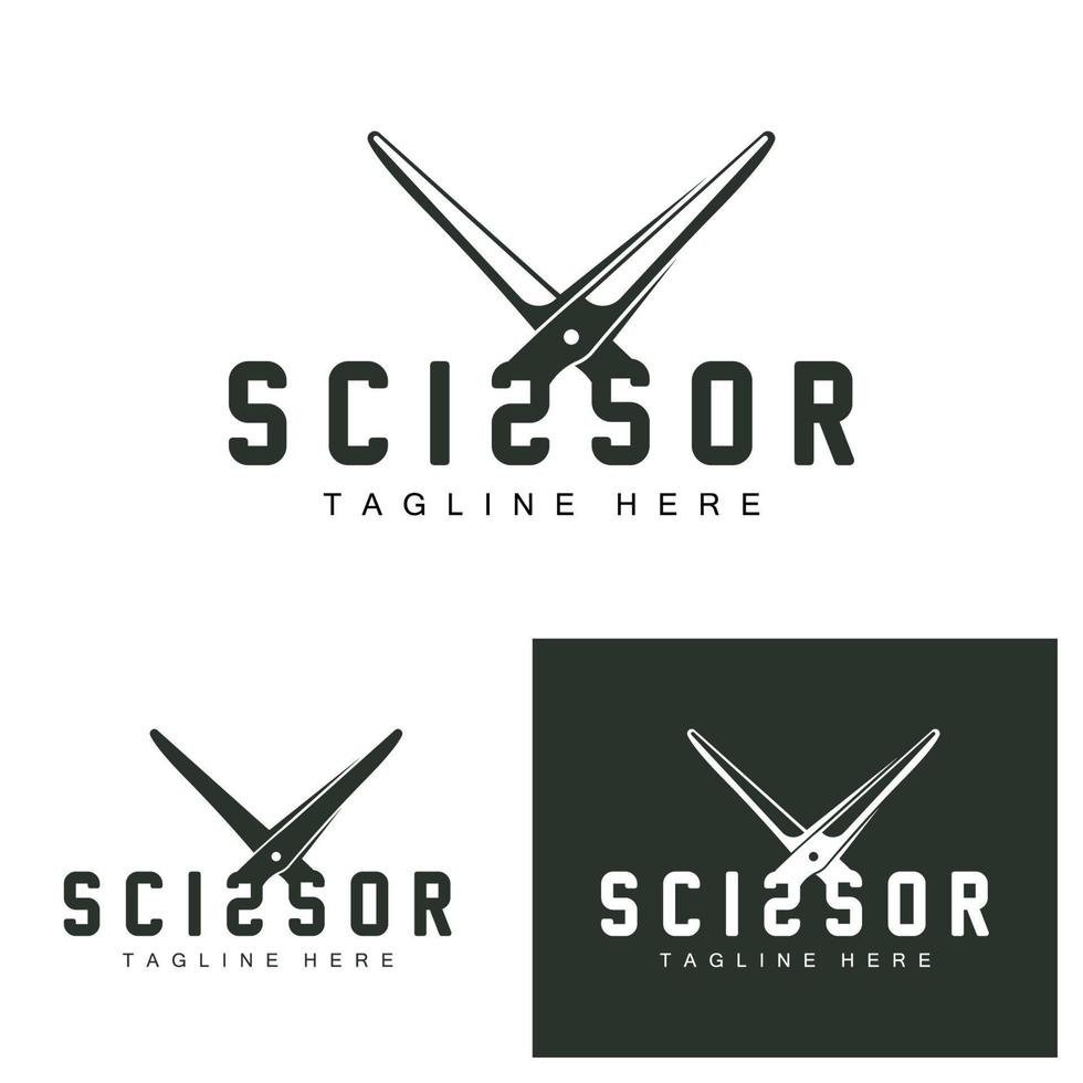 création de logo de ciseaux, vecteur de rasoir de salon de coiffure, illustration de marque de ciseaux de babershop