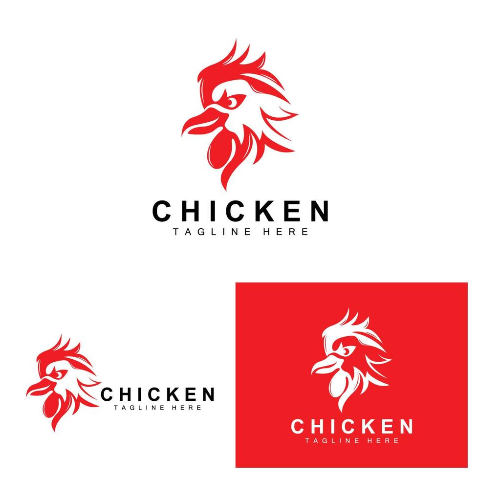 création de logo de barbecue de poulet grillé, vecteur de tête de poulet, marque de l'entreprise