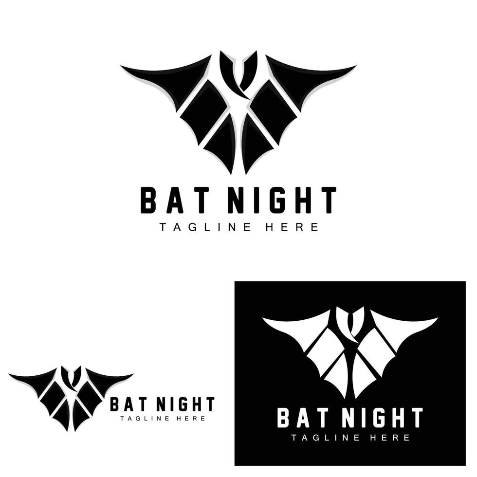 logo de chauve-souris, icône d'animal volant de nuit, vecteur d'entreprise, modèle d'halloween