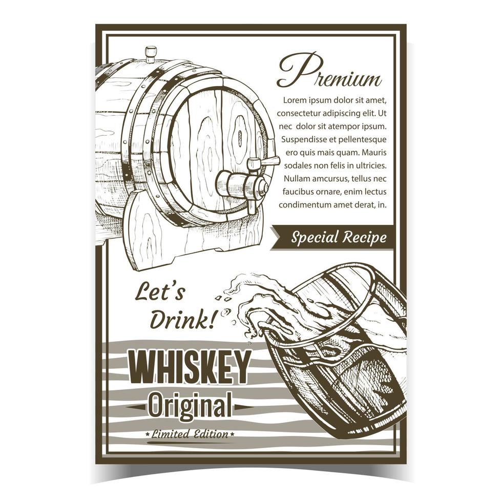 vecteur de bannière de recette spéciale de whisky original