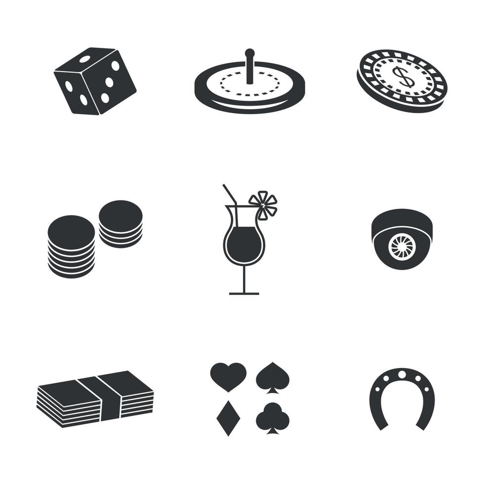 ensemble d'icônes simples isolées sur un casino à thème vecteur