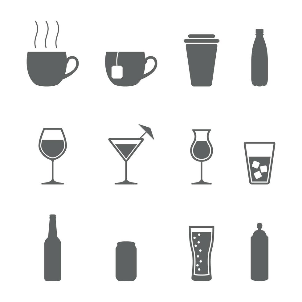 ensemble d'icônes isolées sur un thème des boissons vecteur