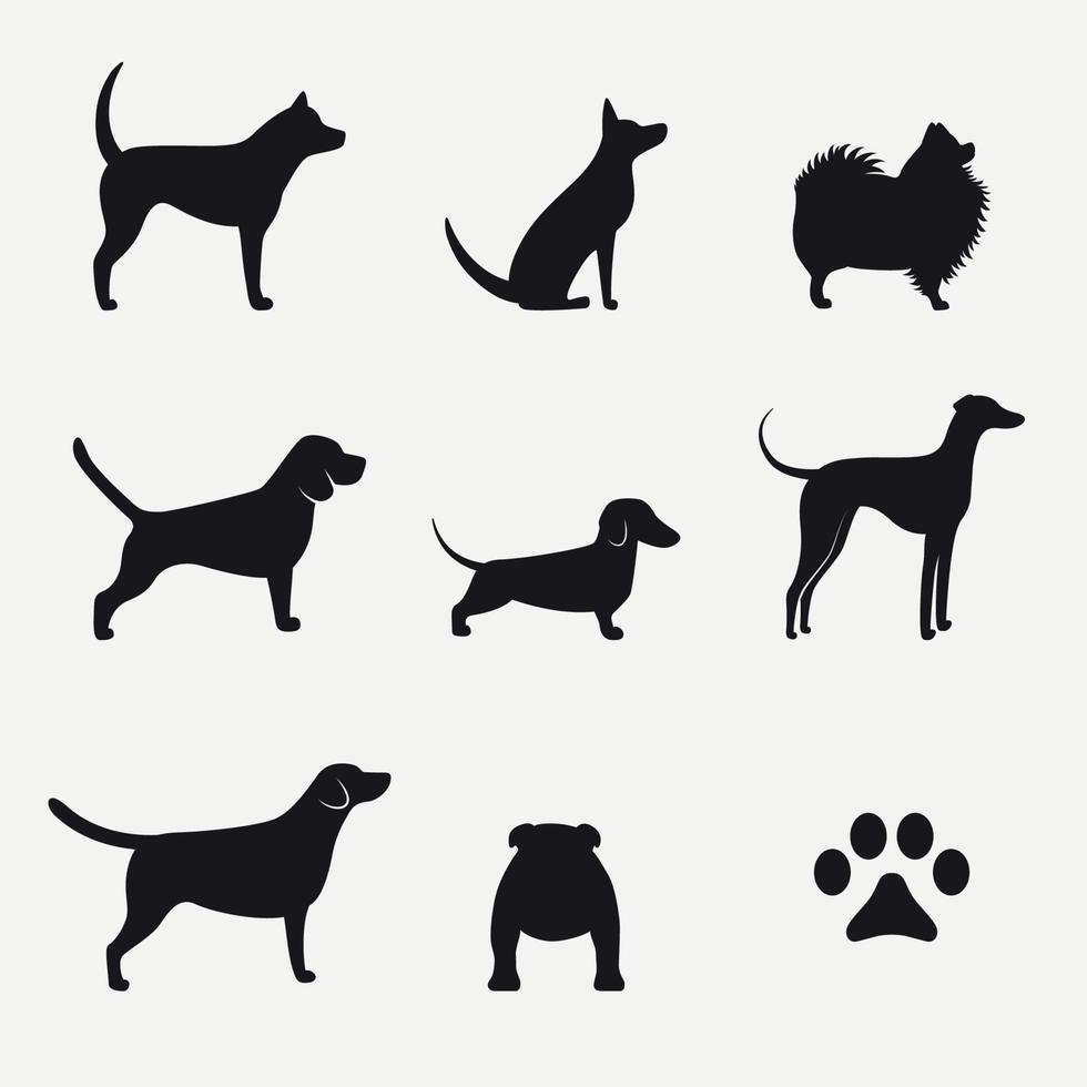 ensemble d'icônes isolées sur un thème chiens vecteur