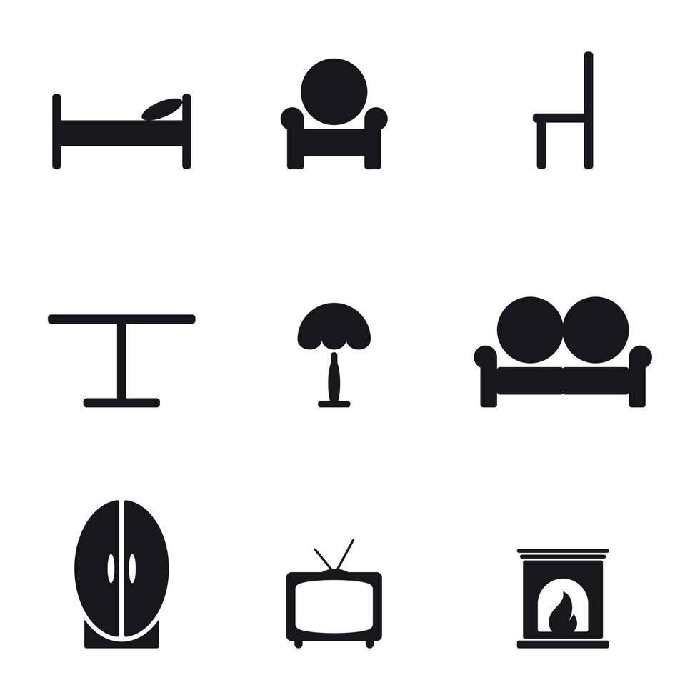 ensemble d'icônes simples isolées sur un mobilier à thème vecteur