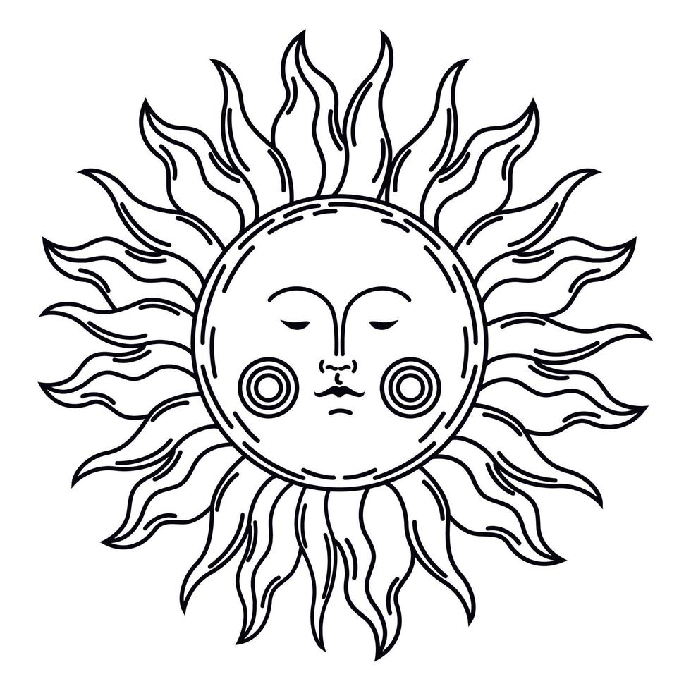 symbole ésotérique du visage du soleil vecteur