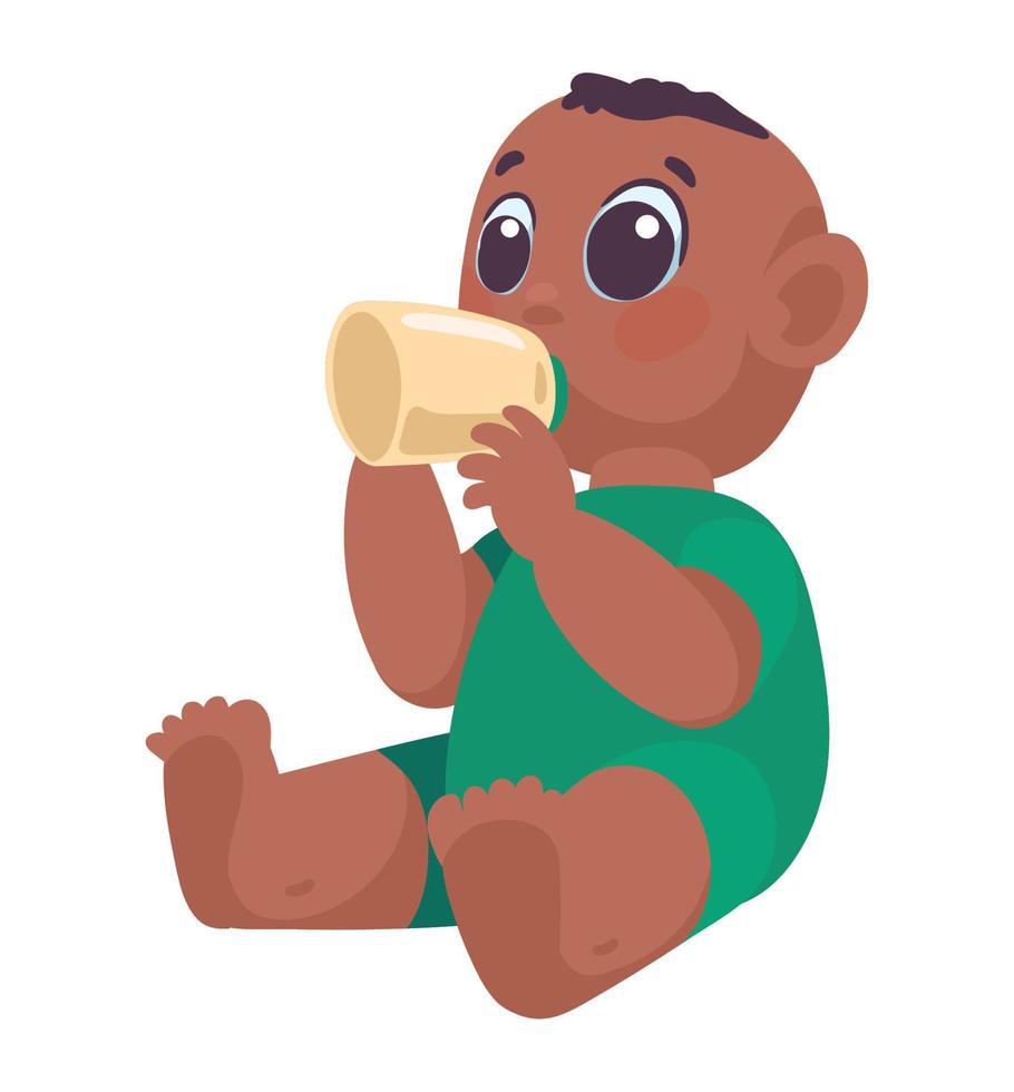 bébé afro boit du lait vecteur