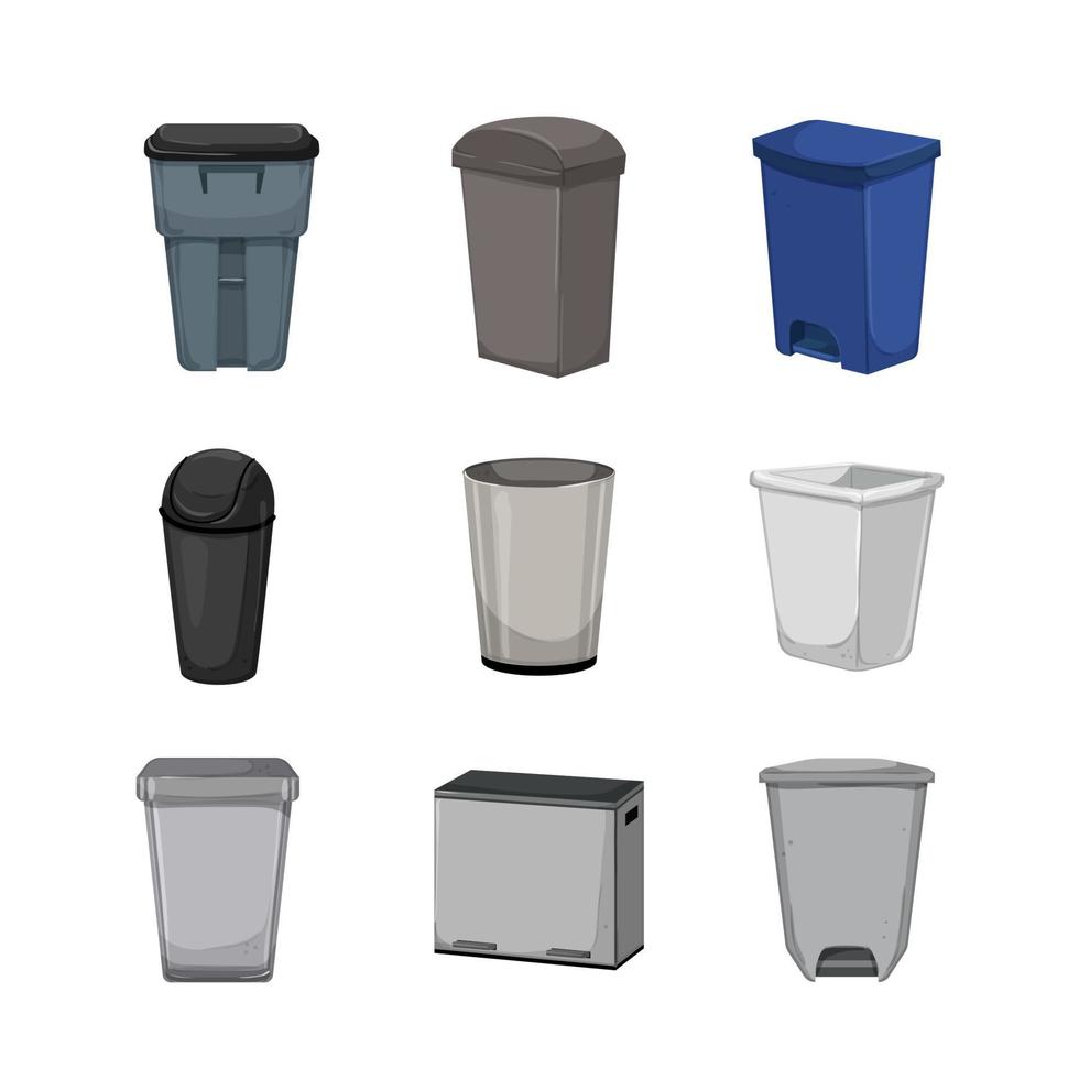 poubelle poubelle ensemble dessin animé illustration vectorielle vecteur