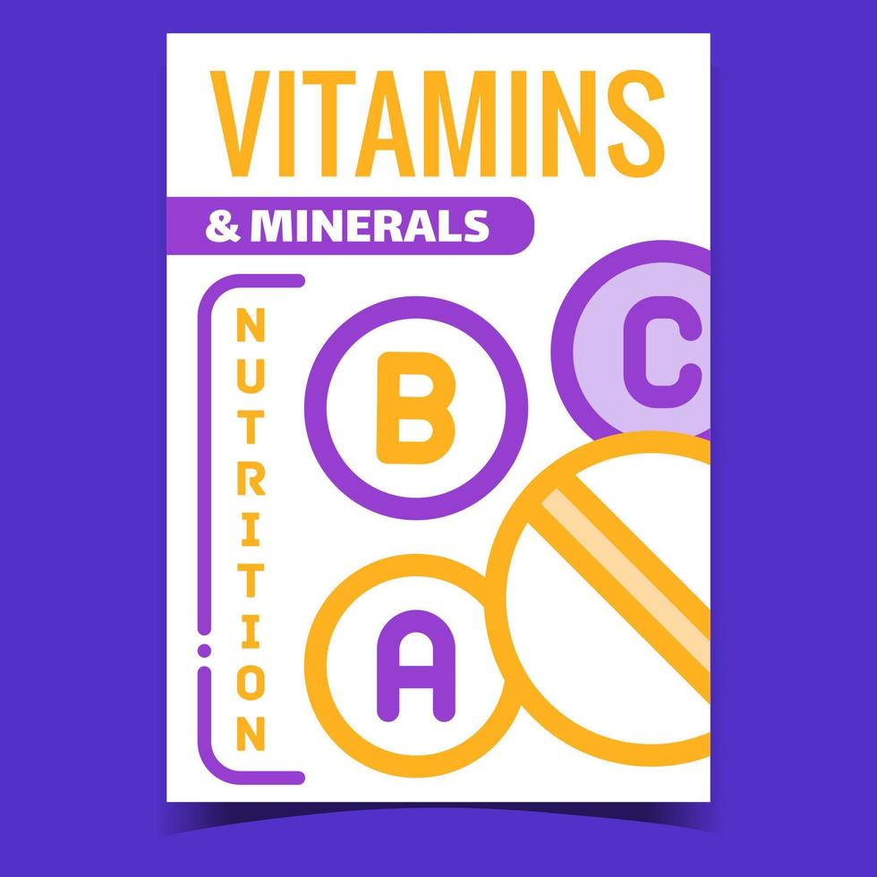 vecteur de bannière publicitaire vitamines et minéraux