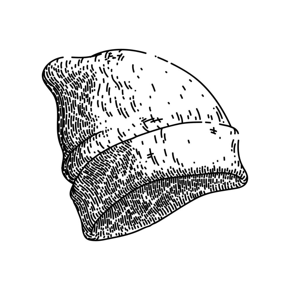 chapeau hiver croquis vecteur dessiné à la main