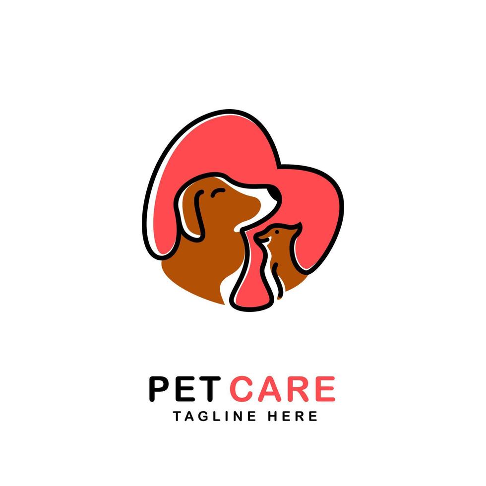 chien chat logo logo de soins pour animaux de compagnie. illustration vectorielle animalerie vecteur