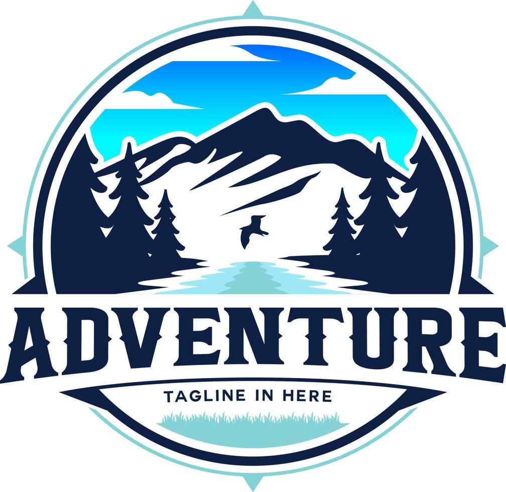 logo d'aventure de paysage en plein air vecteur