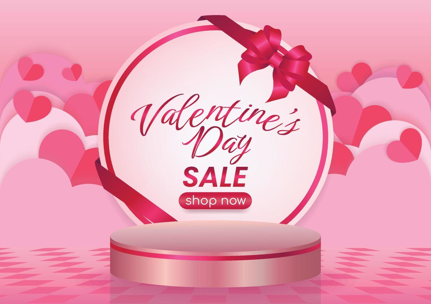 bannière de site Web de vente de bonne saint valentin fond 3d vecteur