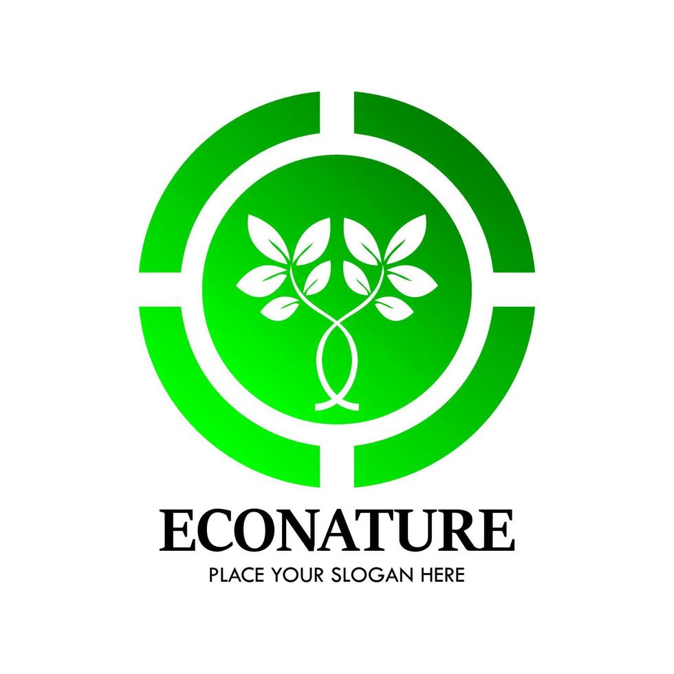 illsutration de modèle de conception de logo eco nature. il y a des feuilles et des arrière-plans. c'est bon pour la nature, la nourriture, l'industrie, l'usine, l'éducation, etc. vecteur