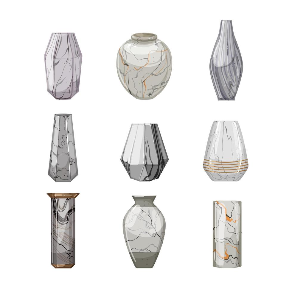 vase en marbre set illustration vectorielle de dessin animé vecteur