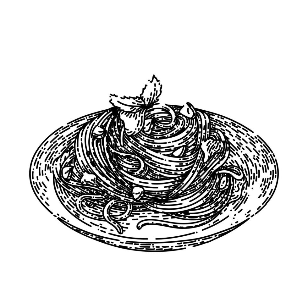 vecteur dessiné à la main de croquis de pâtes spaghetti