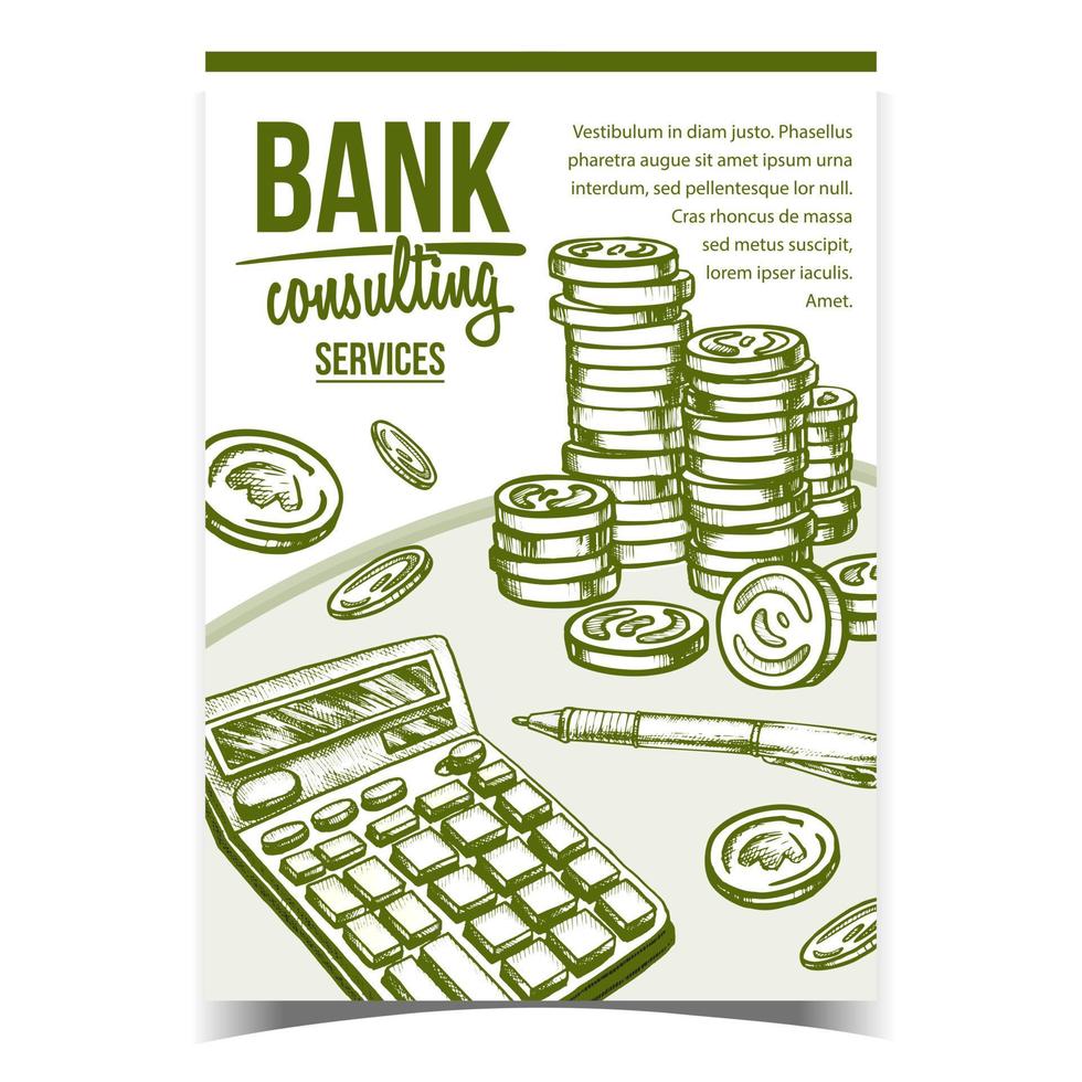 vecteur d'affiche publicitaire de services de conseil bancaire