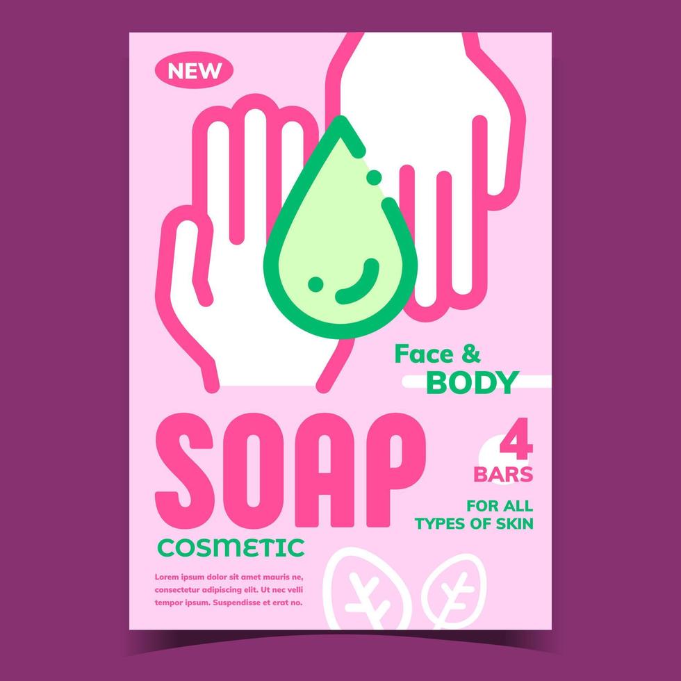 vecteur d'affiche publicitaire créative de savon cosmétique