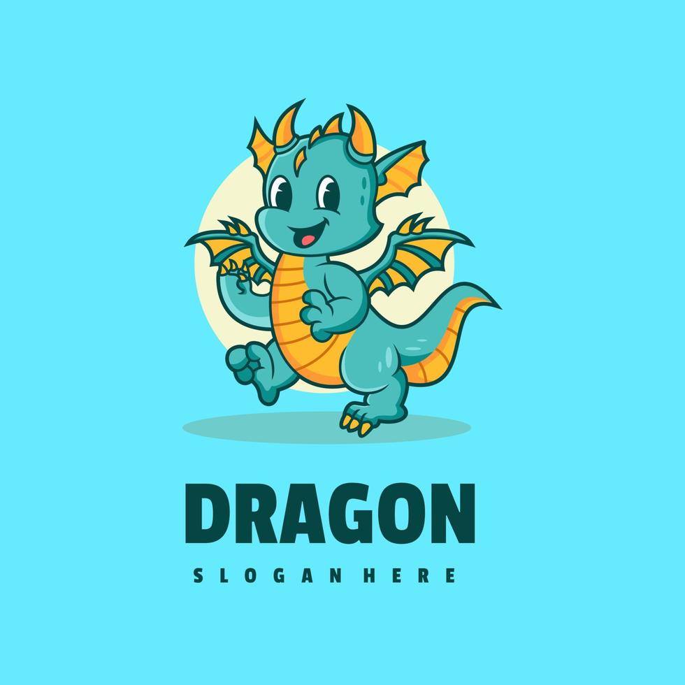 modèle de logo de dragon mignon vecteur