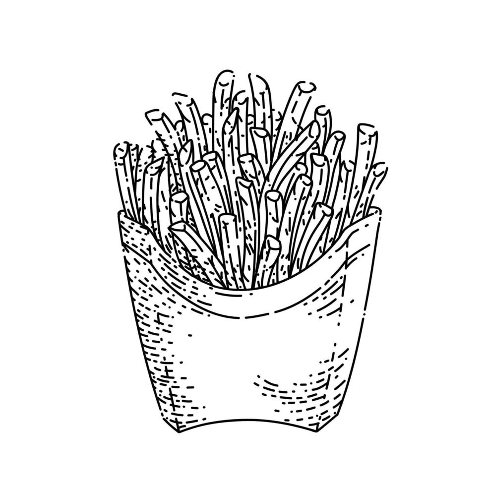 boîte de frites croquis vecteur dessiné à la main