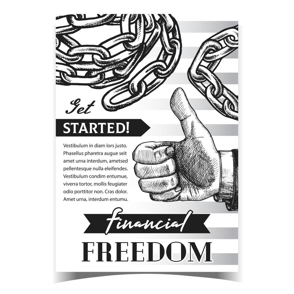 liberté financière pouce vers le haut geste bannière vecteur