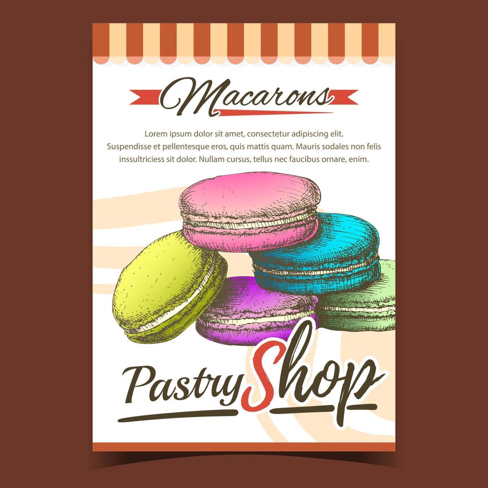 pâtisserie macarons biscuit sucré bannière vecteur