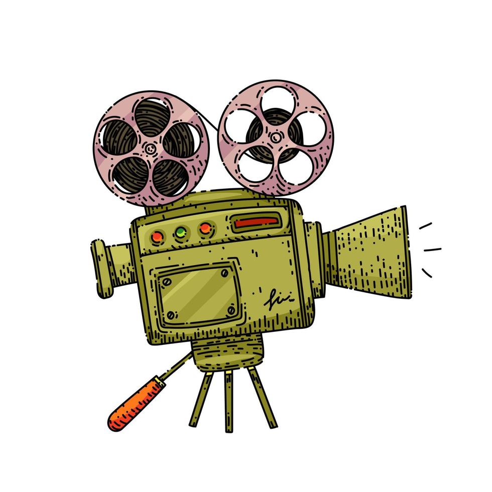 caméra de cinéma croquis vecteur dessiné à la main