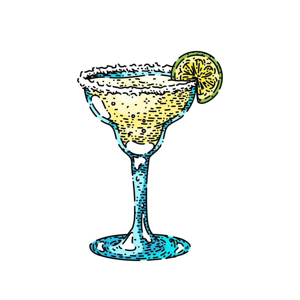 margarita cocktail croquis vecteur dessiné à la main