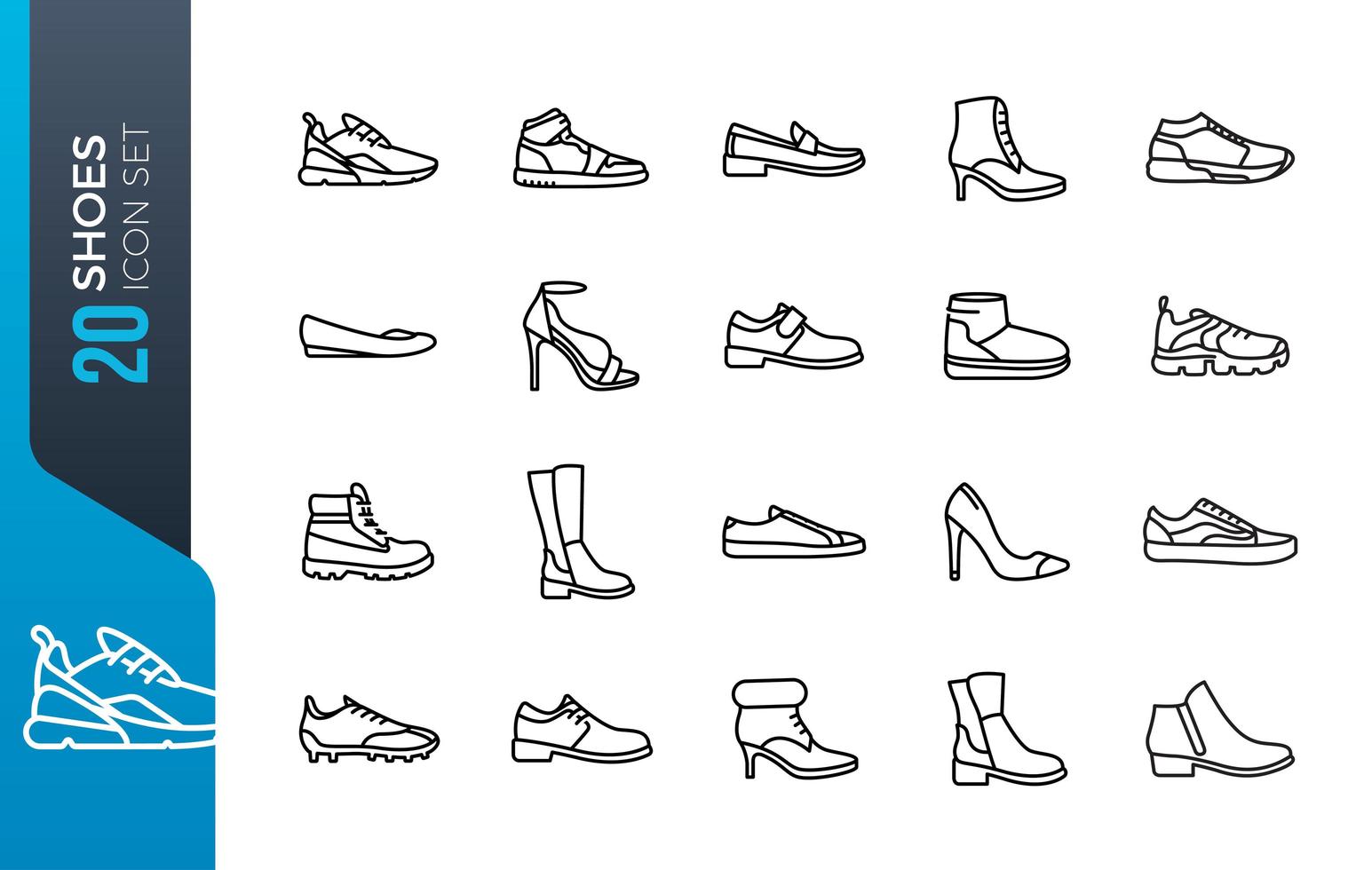 jeu d'icônes de chaussures minimales vecteur