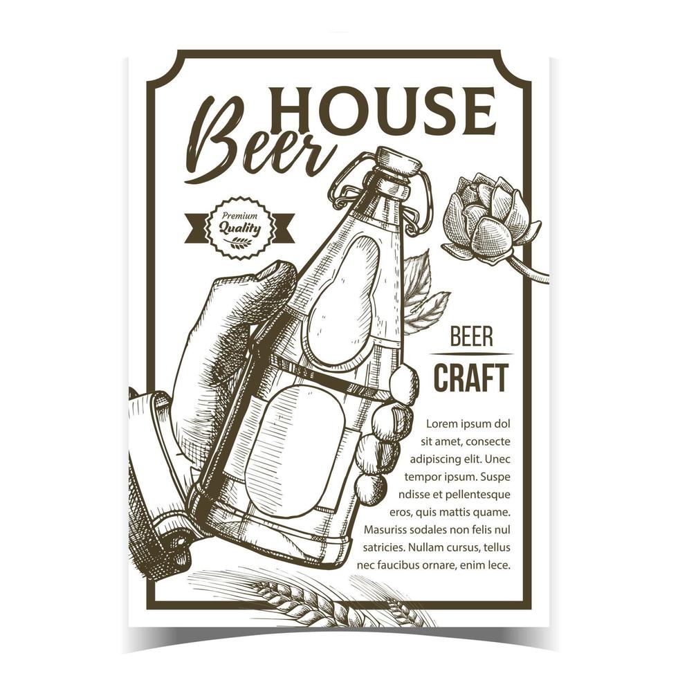 vecteur de bannière publicitaire de bière artisanale brassée maison