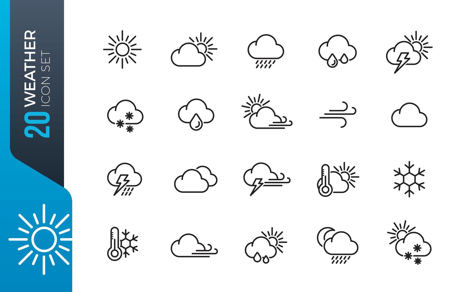 jeu d'icônes météo minimal vecteur