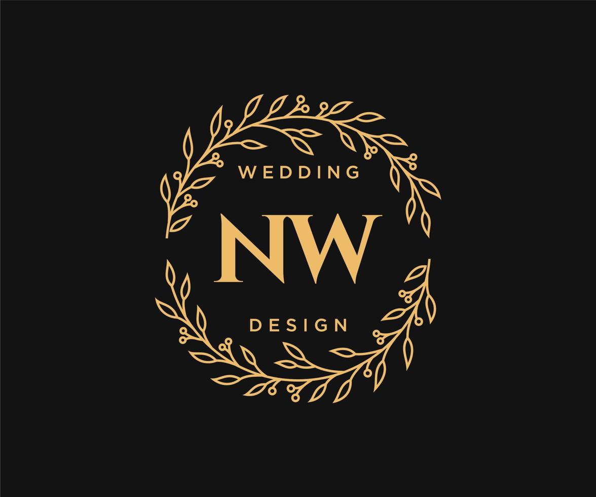 nw initiales lettre mariage monogramme logos collection, modèles minimalistes et floraux modernes dessinés à la main pour cartes d'invitation, réservez la date, identité élégante pour restaurant, boutique, café en image vectorielle vecteur