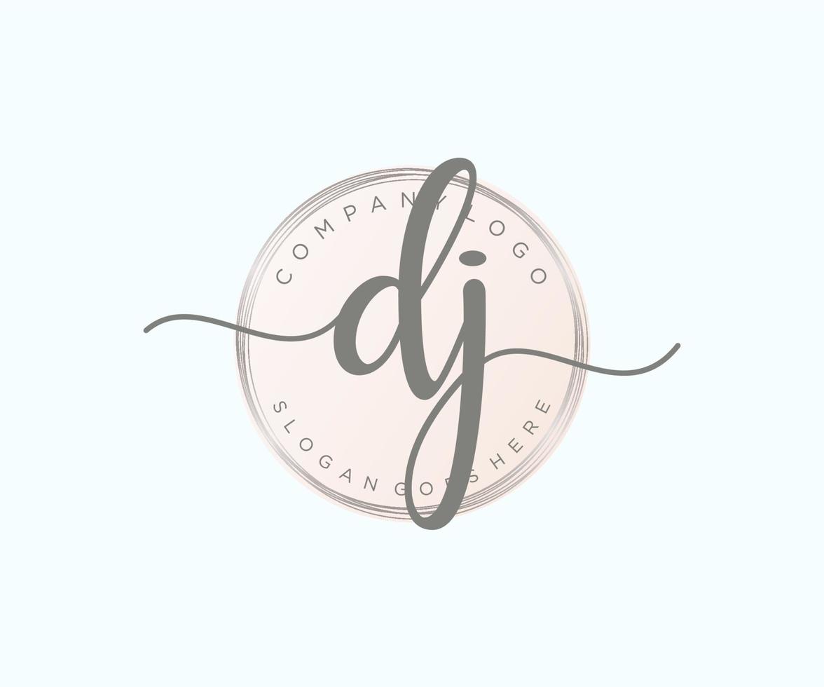 logo féminin initial dj. utilisable pour les logos nature, salon, spa, cosmétique et beauté. élément de modèle de conception de logo vectoriel plat.