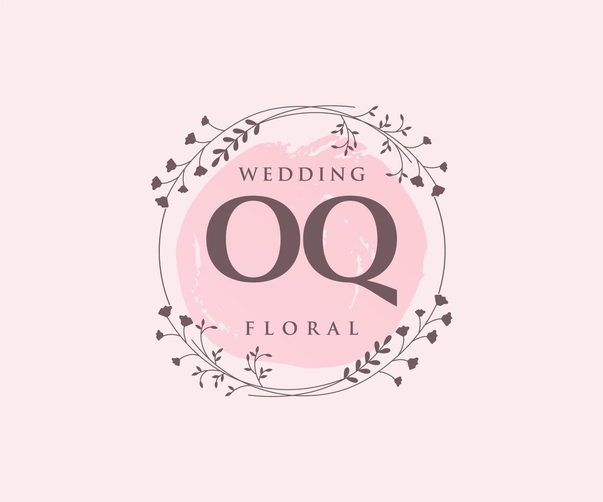 oq initiales lettre modèle de logos de monogramme de mariage, modèles minimalistes et floraux modernes dessinés à la main pour cartes d'invitation, réservez la date, identité élégante. vecteur