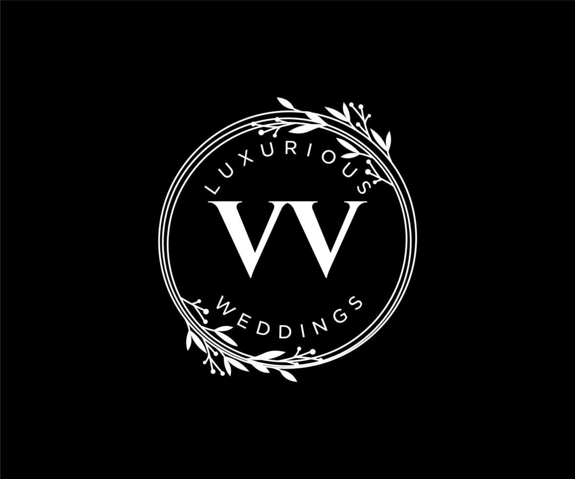 vv initiales lettre modèle de logos de monogramme de mariage, modèles minimalistes et floraux modernes dessinés à la main pour cartes d'invitation, réservez la date, identité élégante. vecteur