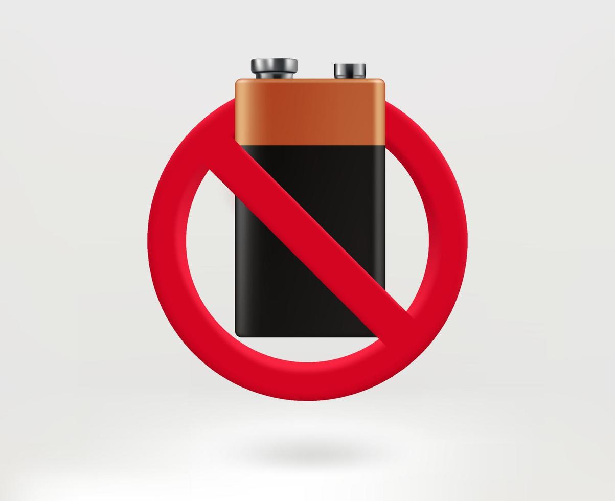 ne jetez pas le concept de piles avec l'icône de la batterie. illustration vectorielle 3d vecteur