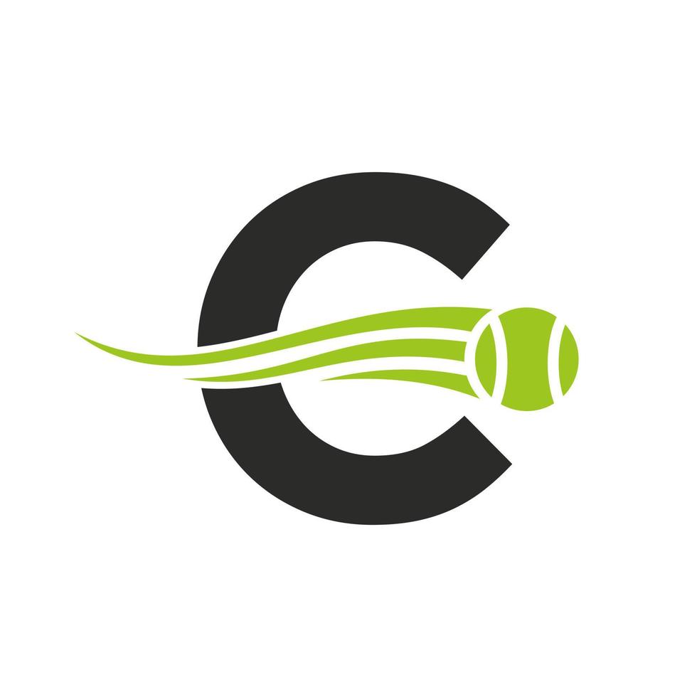modèle de conception de logo de club de tennis lettre c. académie des sports de tennis, logo du club vecteur