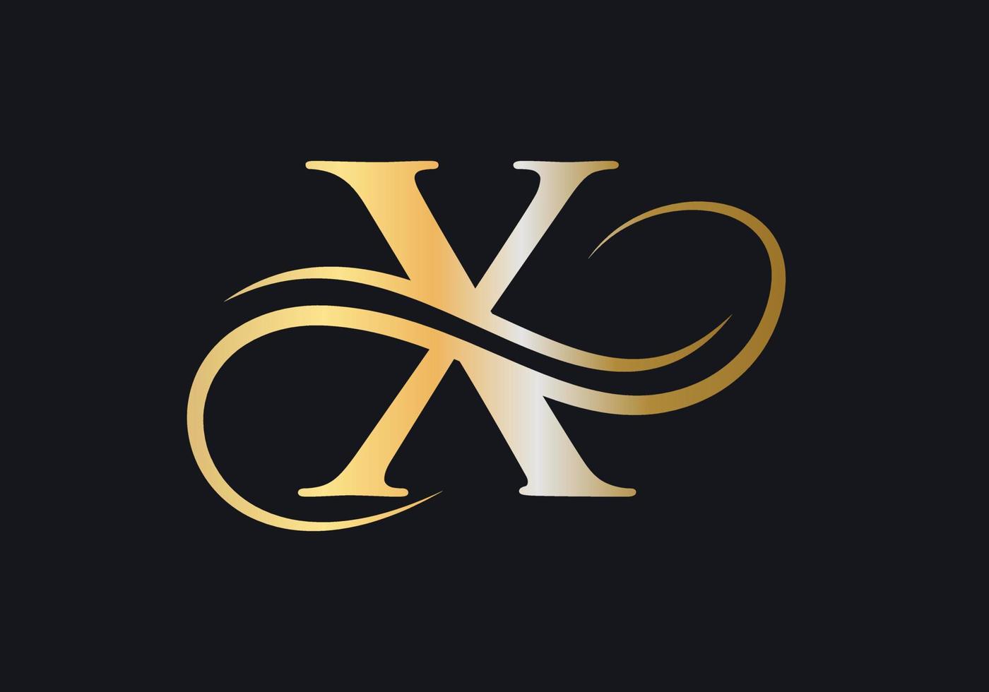 lettre x logo signe luxueux avec couleur de luxe dorée et symbole monogramme vecteur