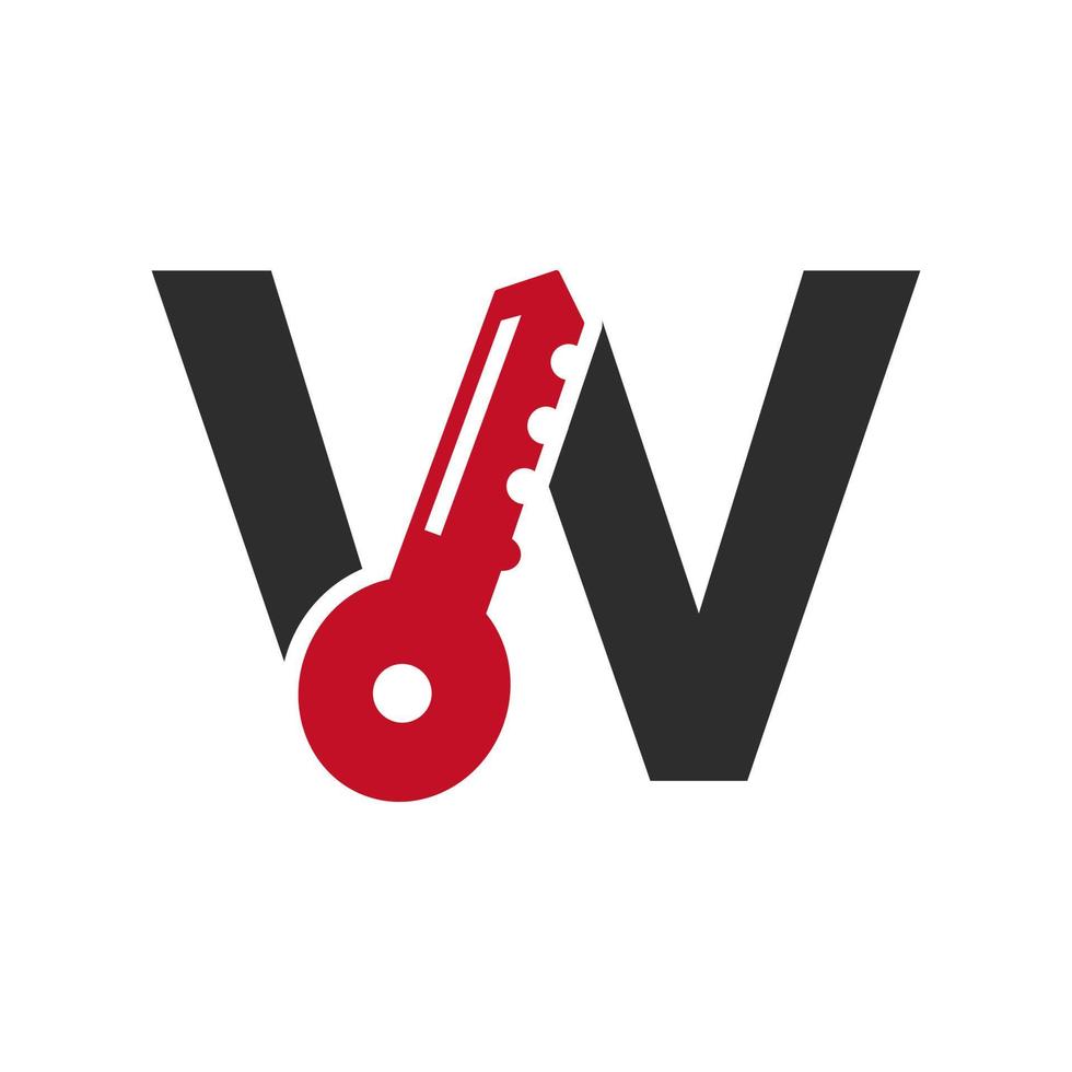 le logo de la lettre w se combine avec la clé du casier de la maison pour l'immobilier et le modèle de vecteur de symbole de location de maison