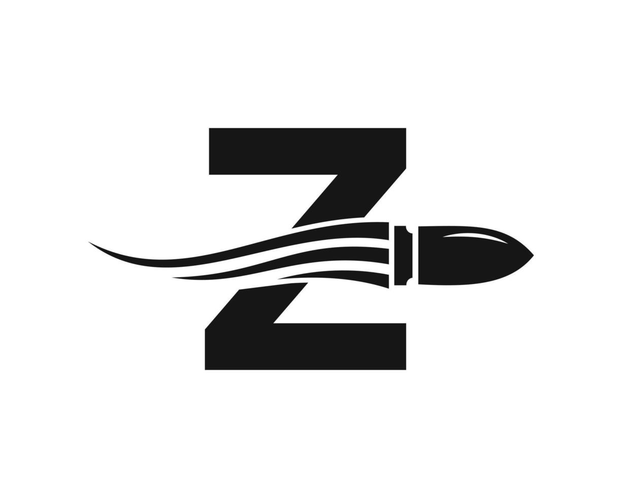 lettre initiale z logo de balle de tir avec arme concept pour symbole de sécurité et de protection vecteur