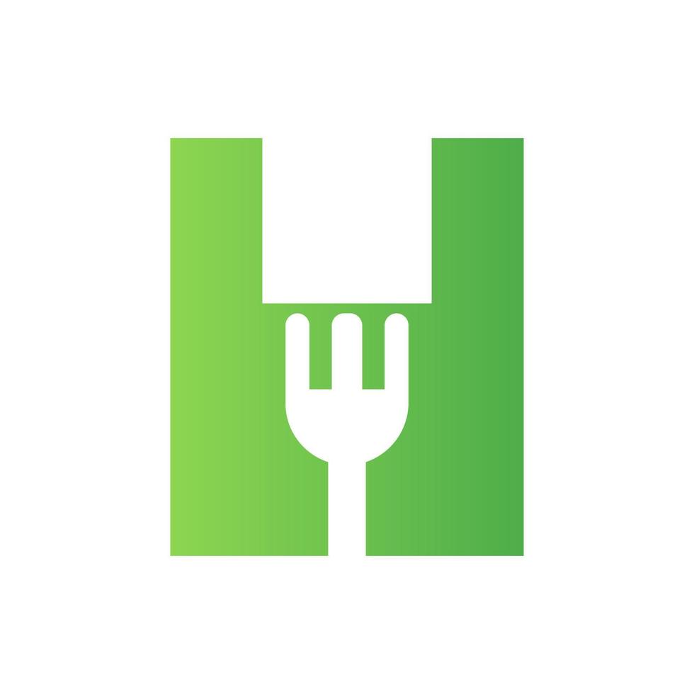 logo de restaurant lettre h combiné avec un modèle vectoriel d'icône de fourchette