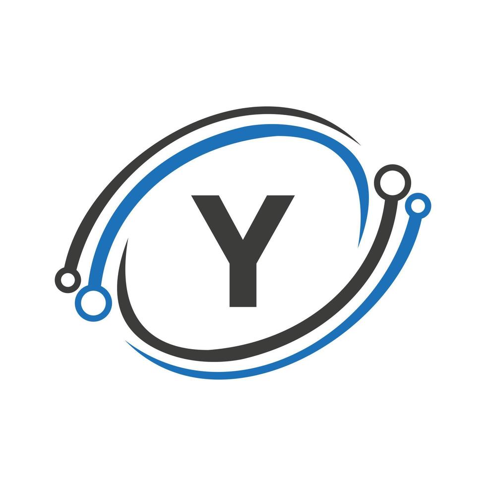 création de logo de technologie sur le concept de lettre y. modèle de logo de réseau technologique vecteur