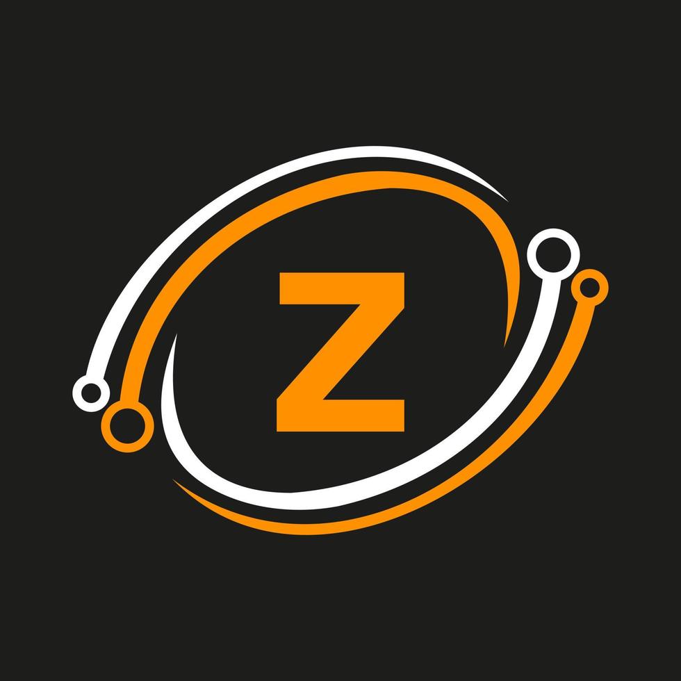 création de logo de technologie sur le concept de lettre z. modèle de logo de réseau technologique vecteur