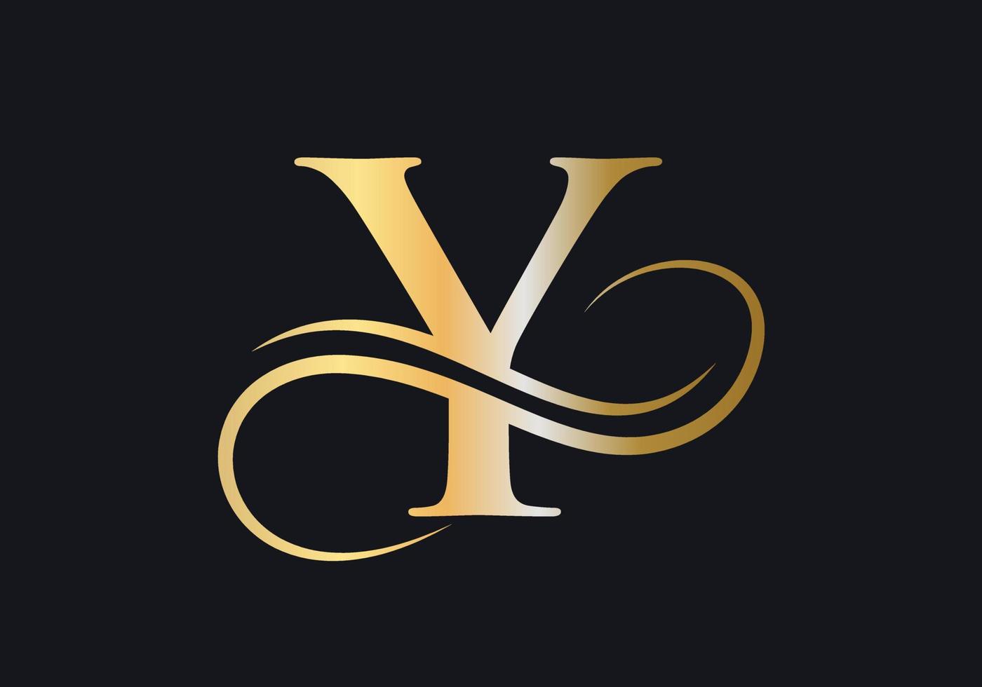 lettre y logo signe luxueux avec couleur de luxe dorée et symbole monogramme vecteur