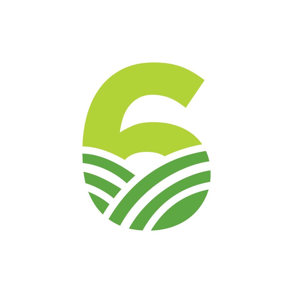 lettre 6 logo agricole. logo agro-ferme basé sur l'alphabet pour la boulangerie, le pain, le gâteau, le café, la pâtisserie, l'identité d'entreprise des industries domestiques vecteur