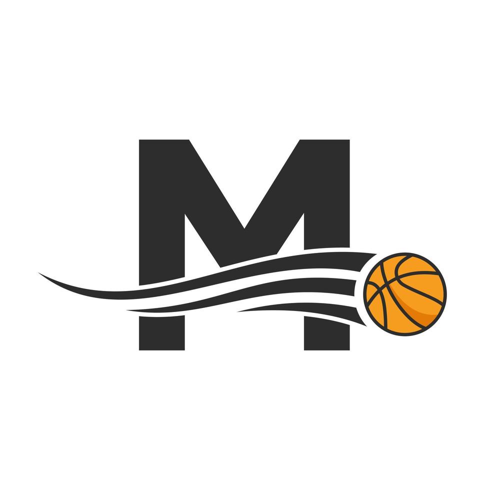 création de logo lettre m basket ball pour le modèle vectoriel de symbole de club de basket. Élément de logo de basket-ball