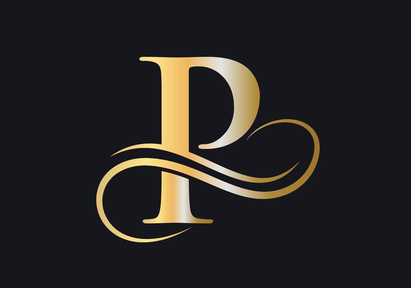 lettre p logo signe luxueux avec couleur de luxe dorée et symbole monogramme vecteur