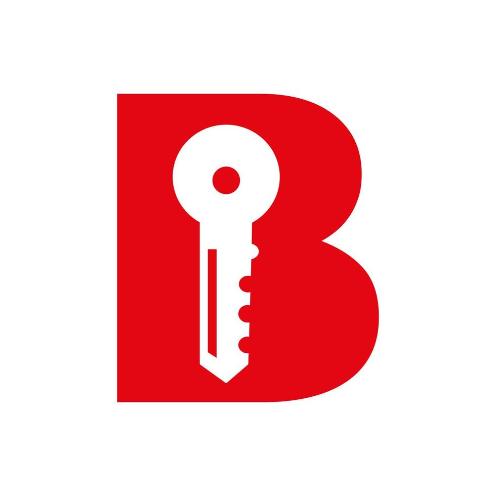 le logo de la clé de la lettre b se combine avec la clé du casier de la maison pour l'immobilier et le modèle de vecteur de symbole de location de maison