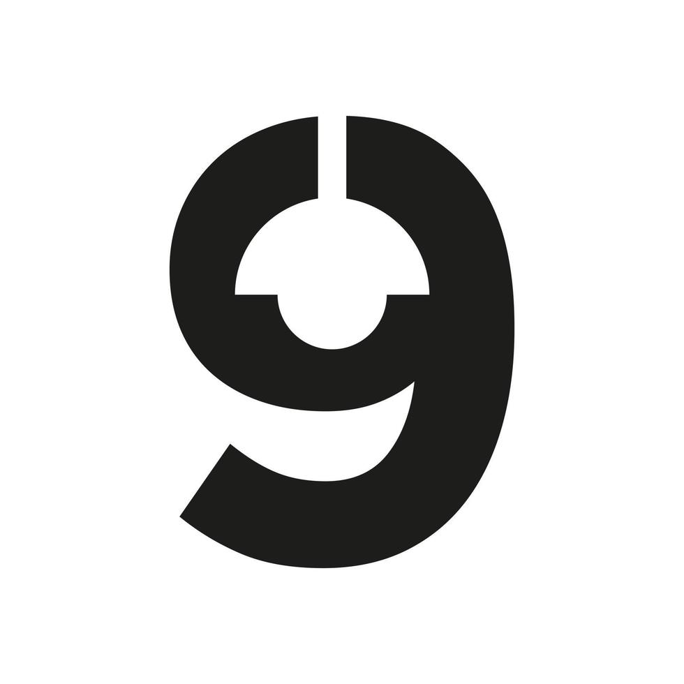 lettre 9 logo de lampe combiné avec un modèle de vecteur de lampe suspendue