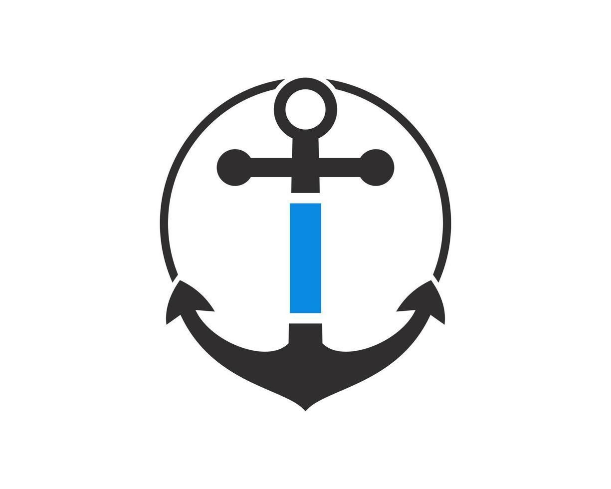 lettre initiale j'ancre le logo. marine, logo bateau à voile vecteur